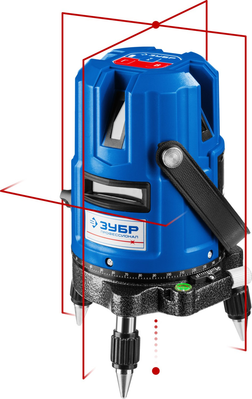 34904 Нивелир лазерный линейный Крест-55 ЗУБР, 4 верт, 3 гориз. линии, 20м/70м, точн. 0,3 мм/м, в кейсе - фото 1 - id-p221702301