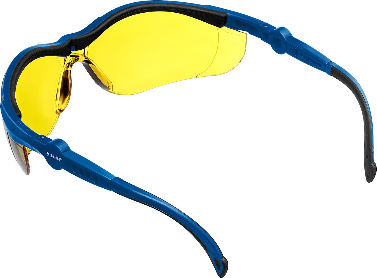 110311_z01 ЗУБР Прогресс 9 Желтые, очки защитные открытого типа, регулируемые дужки. - фото 3 - id-p221695452