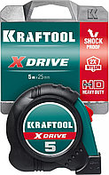 34122-05-25_z02 KRAFTOOL X-Drive 5м / 25мм рулетка с ударостойким обрезиненным корпусом