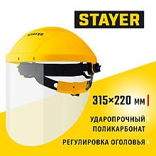 11081_z01 Защитный лицевой щиток STAYER MASTER, экран 220х315мм,  поликарбонат 1мм, с храповиком
