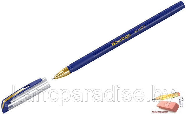 Ручка шариковая Berlingo xGold, 0,7 мм., синяя, игольчатый стержень, грип, арт.CBp_07500 - фото 1 - id-p221705216