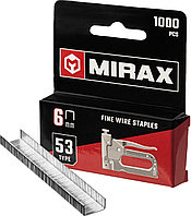 3153-06 MIRAX 6 мм скобы для степлера тонкие тип 53, 1000 шт