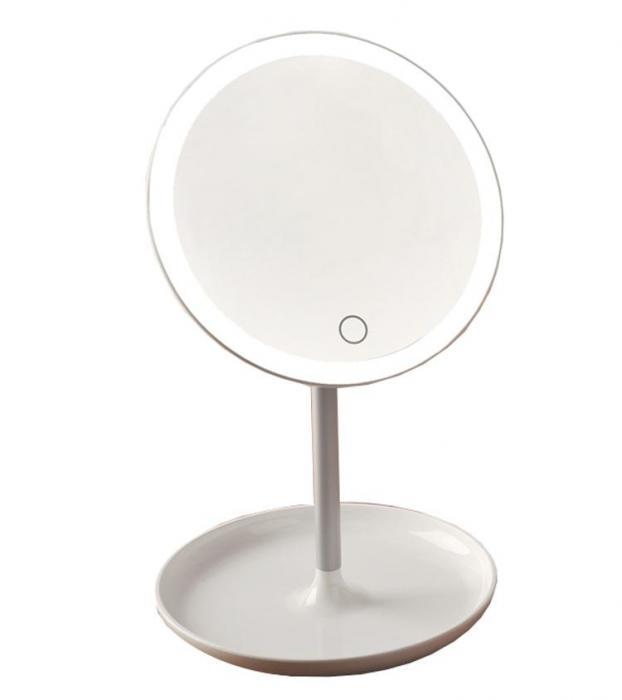 Косметическое зеркало для макияжа с LED подсветкой Uniel TLD-590 настольное круглое на подставке - фото 1 - id-p220798379