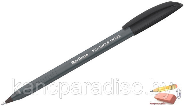 Ручка шариковая Berlingo Triangle Silver, 0,7 мм., трехгранная, черная, арт.CBp_10791