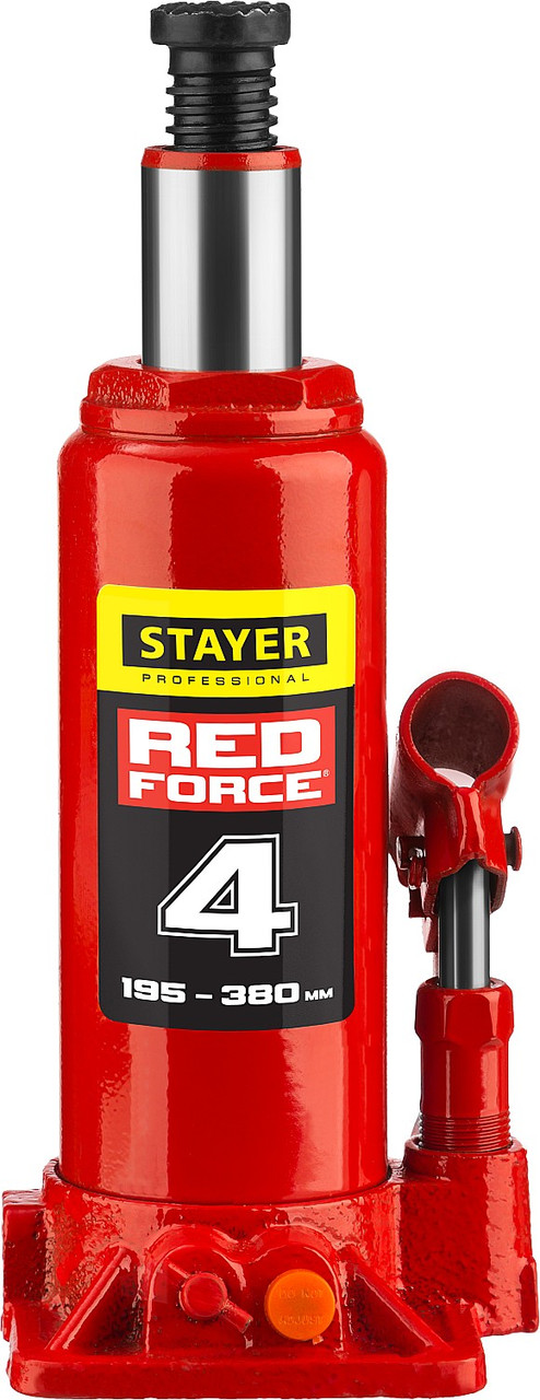 43160-4-K_z01 Домкрат гидравлический бутылочный ''RED FORCE'', 4т, 195-380 мм, в кейсе, STAYER - фото 7 - id-p221701963