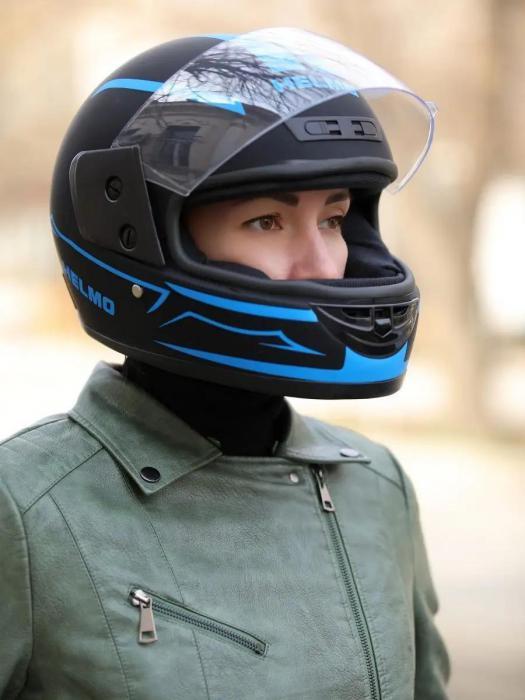 Шлем для мотоцикла мужской мотошлем мото защитный интеграл взрослый мотоциклетный закрытый черный синий 58-60 - фото 8 - id-p221592714