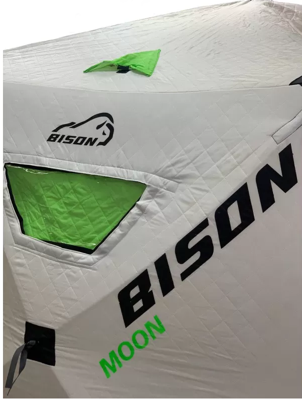Палатка зимняя Bison MOON (Огромная шестигранная платка),(DM-30) бело/зеленая - фото 6 - id-p221707297