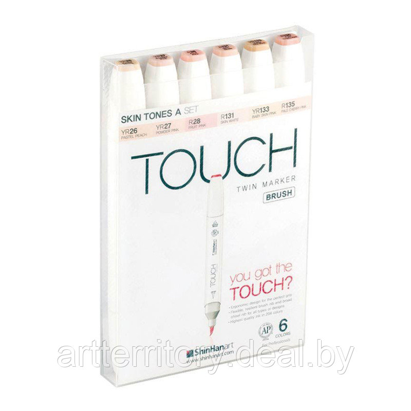 Набор маркеров Touch BRUSH 6 цветов (телесные тона A) - фото 1 - id-p221706022