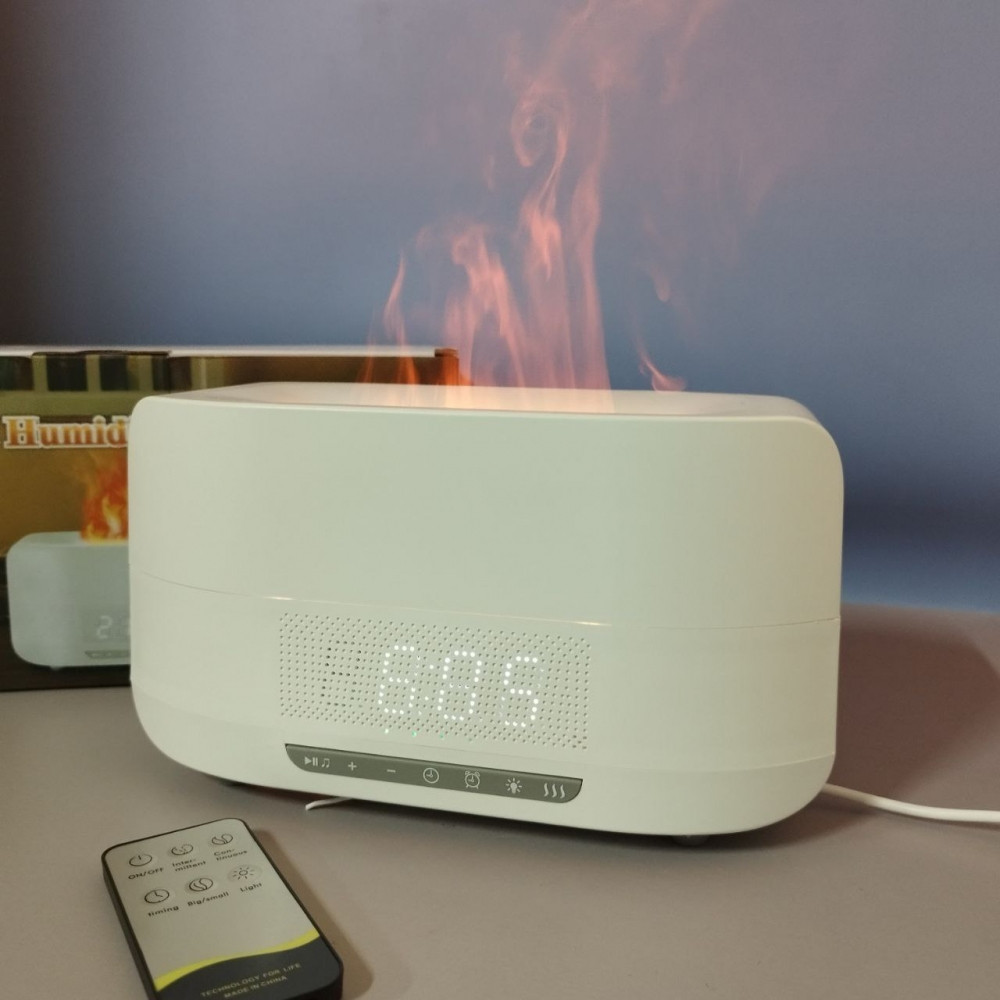 Увлажнитель воздуха с эффектом пламени Flame Aroma Humidifier ТС-030-А, 5 в 1 (аромадиффузор, часы, будильник, - фото 7 - id-p221709043
