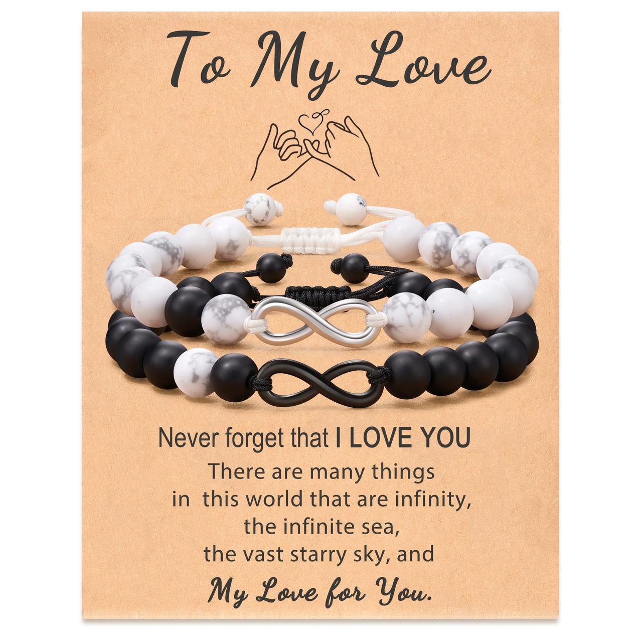 Парные браслеты "Бесконечность" (мраморный говлит-шунгит), фото 1