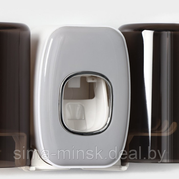 Выдавливатель для зубной пасты+держатель для зубных щёток с 2 стаканами, 20×10,2×6,2 см, цвет серый - фото 3 - id-p221709705