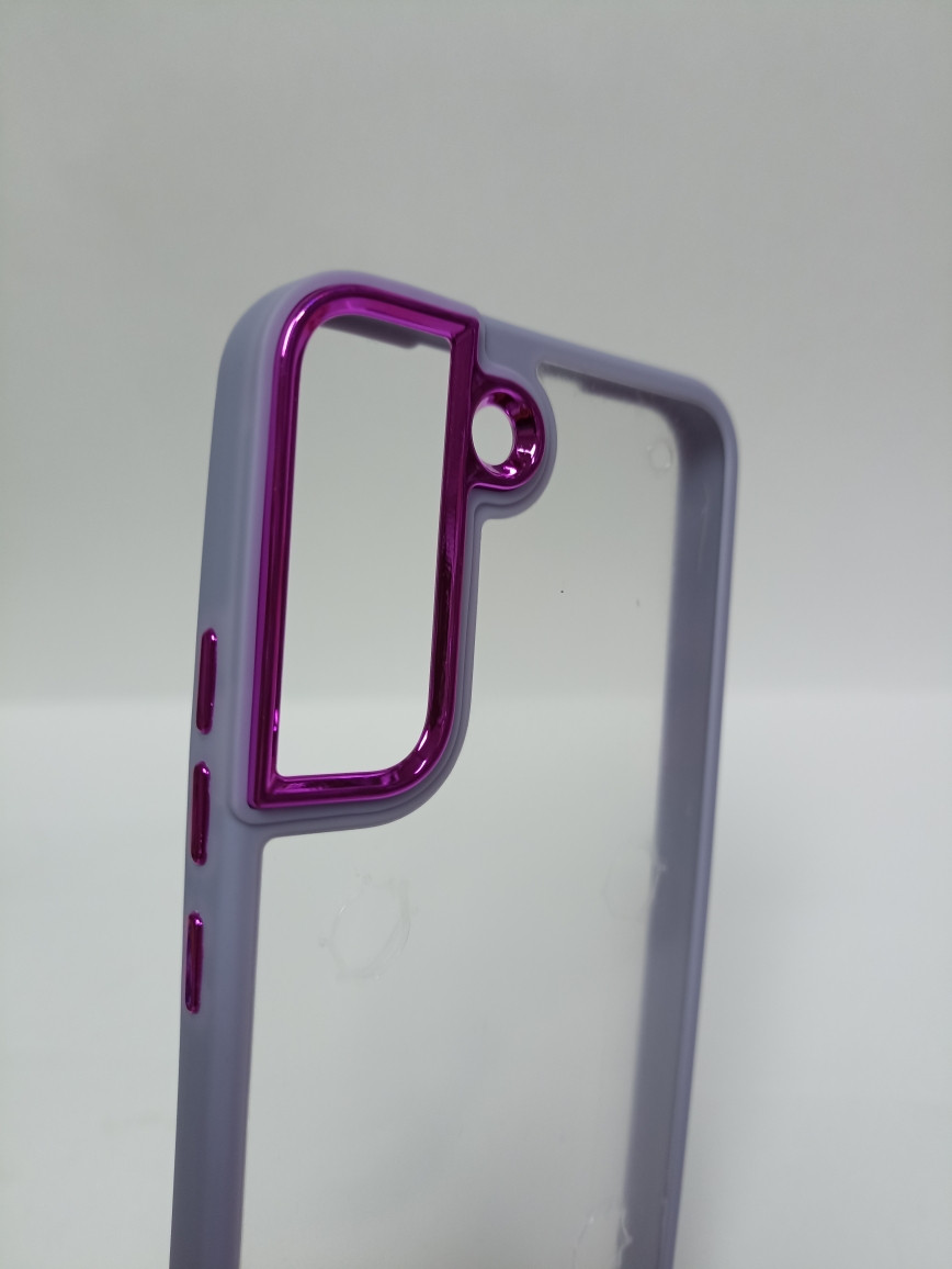 Чехол Samsung S22 силиконовый прозрачный с цветным ободком - фото 2 - id-p221709803