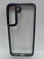 Чехол Samsung S22 силиконовый прозрачный с цветным ободком