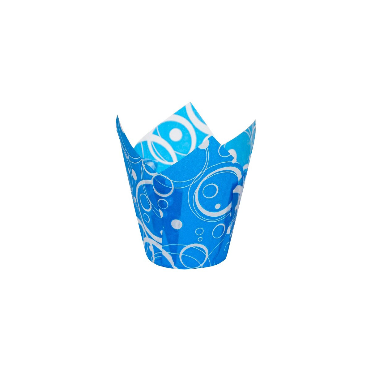 Форма бумажная Тюльпан Синий с белыми кольцами (Россия, 50х80 мм, 10 шт) - фото 1 - id-p220647620