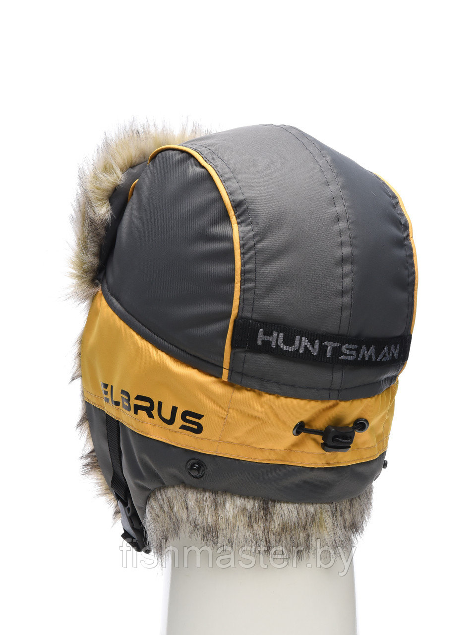 Шапка ушанка зимняя HUNTSMAN Elbrus цв Серый/Банан тк Hit Membrane - фото 4 - id-p221718108