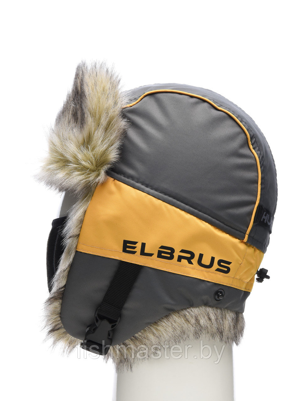 Шапка ушанка зимняя HUNTSMAN Elbrus цв Серый/Банан тк Hit Membrane - фото 9 - id-p221718108