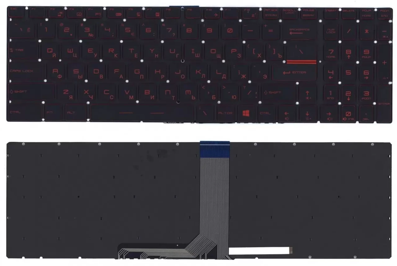Клавиатура для ноутбука MSI GT72, GS60, GS70, GP62, GL72, GE72, черная с красной подсветкой - фото 1 - id-p221718151