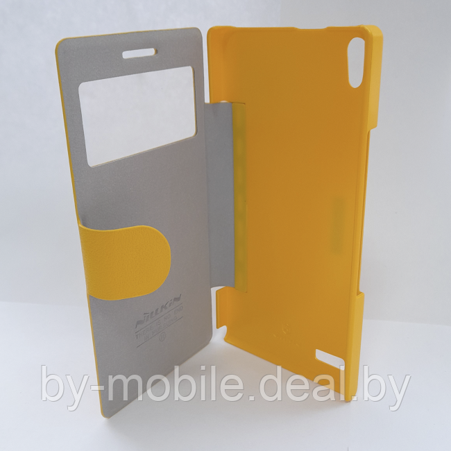 Чехол книжка Nillkin Huawei Ascend P6 жёлтый (кожа) - фото 1 - id-p221719330