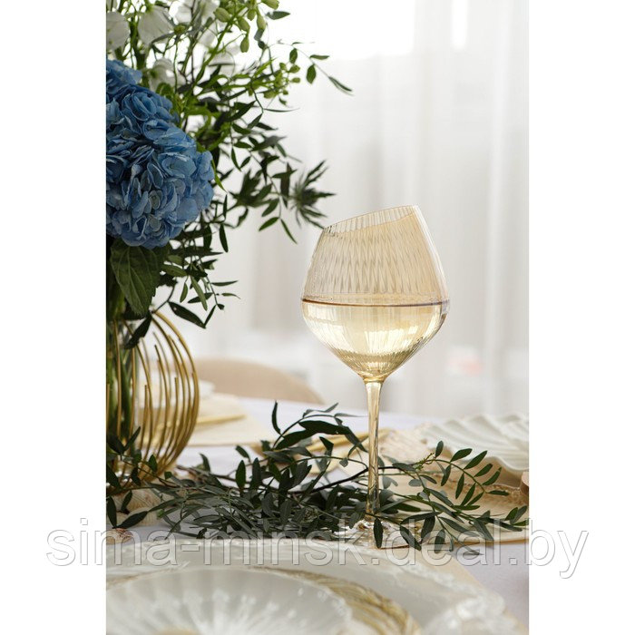 Бокал стеклянный для вина Magistro «Иллюзия», 550 мл, 10×24 см, цвет золотой - фото 3 - id-p221721444