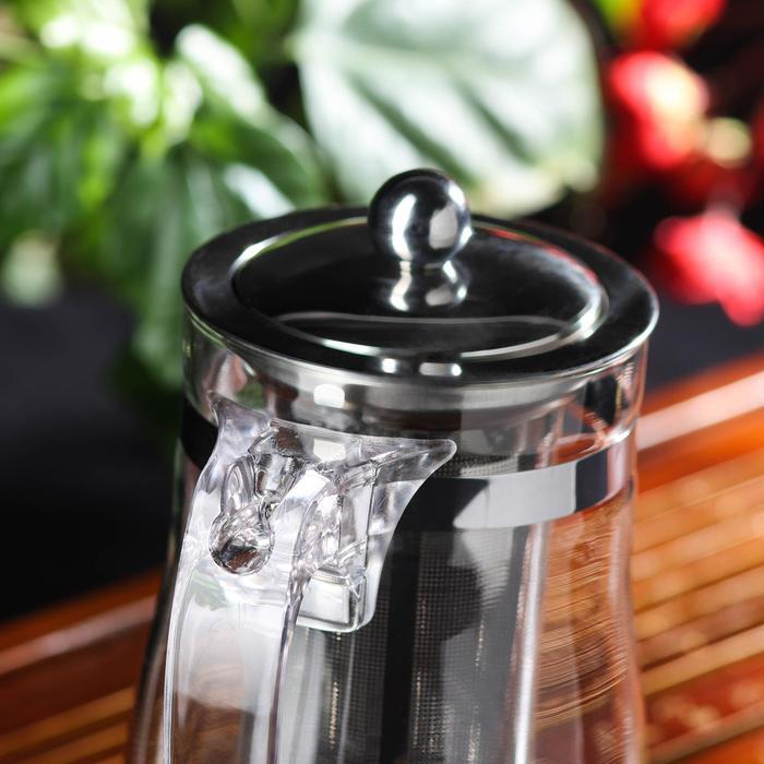 Чайник стеклянный заварочный Magistro «Мехико», 750 мл, с металлическим ситом, пластиковая колба - фото 3 - id-p221722127