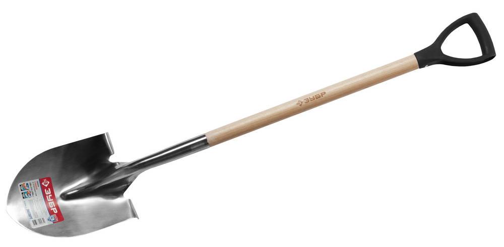 4-39430_z01 Лопата штыковая для земляных работ из нержавеющей стали, деревянный черенок, с рукояткой - фото 1 - id-p221727708