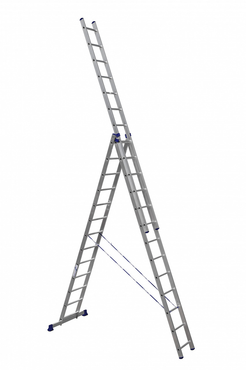 HS3 6313 Лестница трехсекционная универсальная алюминиевая усиленная 3х13, Алюмет - фото 1 - id-p221728908