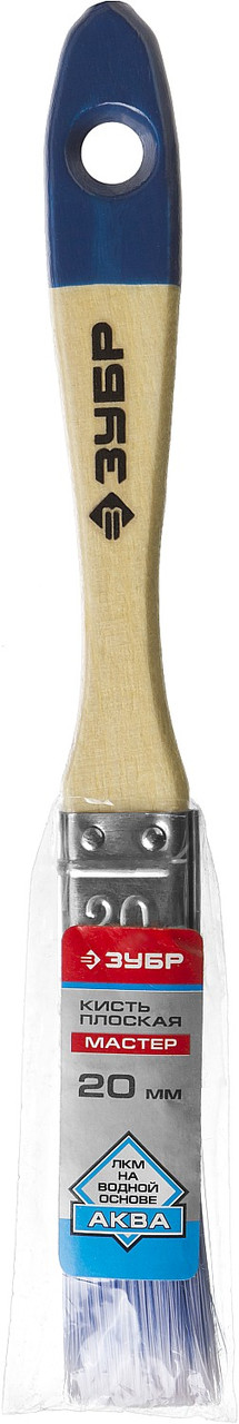 4-01007-020 Кисть плоская ЗУБР ''АКВА-МАСТЕР'', искусственная щетина, деревянная ручка, 20мм - фото 2 - id-p221728011