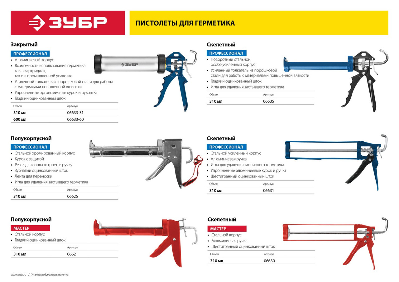 06633-31 Пистолет для герметика ЗУБР ''ПРОФЕССИОНАЛ'', закрытый, алюминиевый корпус, 310 мл - фото 5 - id-p221727013