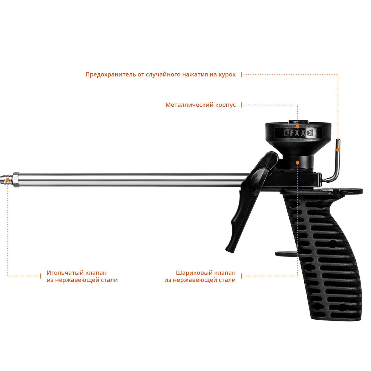 06869_z01 Пистолет для монтажной пены ''MIX'', пластиковый химически стойкий корпус, клапаны из нержавеющей - фото 2 - id-p221727046