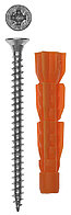 4-301196-06-052 Дюбель универсальный полипропиленовый, без бортика, в комплекте с оцинкованным шурупом, 6 х 52