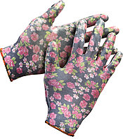 11297-S Перчатки GRINDA садовые, прозрачное нитриловое покрытие, размер S-M, черные