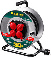 Удлинитель на катушке KRAFTOOL К-315, 30 м, 3700 Вт, 4 гнезда, IP44, КГ 3x1,5 кв мм, 55085-30_z01