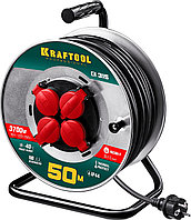 Удлинитель на катушке KRAFTOOL К-315, 50 м, 3700 Вт, 4 гнезда, IP44, КГ 3x1,5 кв мм, 55085-50_z01