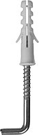 30675-06-30 Дюбель распорный полипропиленовый, тип ''ЕВРО'', в комплекте с шурупом-крюком, 6 х 30 / 4 х 45 мм,
