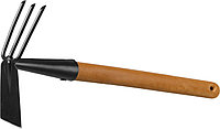 421517 Мотыга-рыхлитель ''PROLine'', лопатка+3 зуба с деревянной ручкой GRINDA, 113х100х575мм