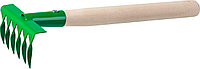 39611 Грабельки садовые с деревянной ручкой, РОСТОК, 6 витых зубцов, 120x62x405 мм