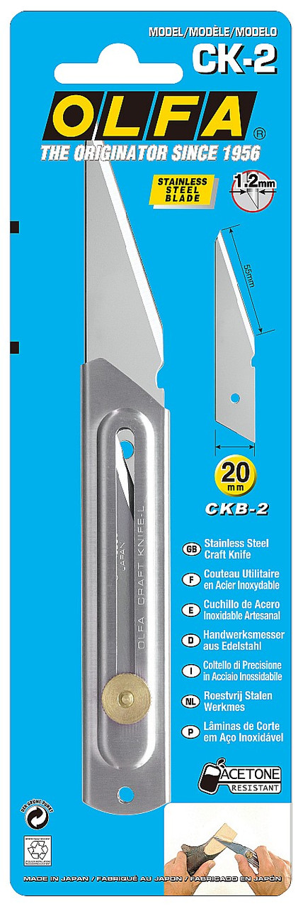 OL-CK-2 Нож OLFA хозяйственный с выдвижным лезвием, корпус и лезвие из нержавеющей стали, 20мм - фото 2 - id-p221729653