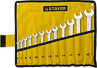 27081-H12 Набор: Ключ STAYER ''PROFI'' гаечный комбинированный, Cr-V сталь, хромированный, 6-22мм, 12шт