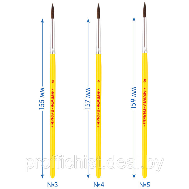 Набор кистей Мульти-Пульти 3шт., пони, круглые № 3, 4, 5, блистер ЦЕНА БЕЗ НДС!!! - фото 4 - id-p221745027