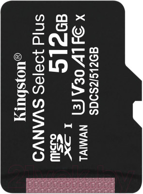 Карта памяти Kingston micSDXC Canvas Select Plus 100R A1 C10 512GB (SDCS2/512GBSP) - фото 1 - id-p221748368