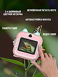 Фотоаппарат детский моментальной печати Котик светящиеся ушки Розовый, фото 4