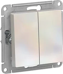 Двухклавишный перекрестный переключатель, цвет Жемчуг (Schneider Electric ATLAS DESIGN)