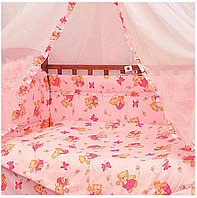 Комплект в кроватку для новорожденного 7 предметов "Мальвина" розовый