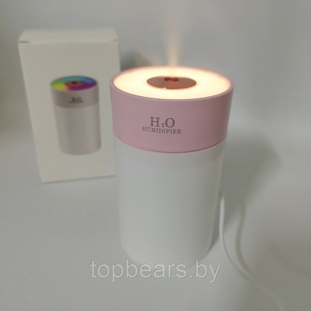 Увлажнитель (аромадиффузор-ночник) воздуха H2O humidifier H-5, 260 ml с LED-подсветкой Розовый - фото 4 - id-p221934254