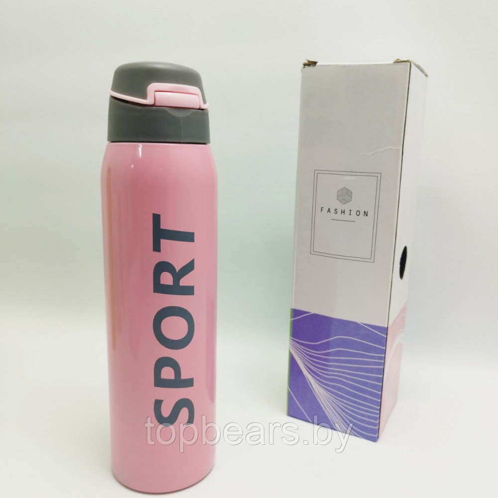 Спортивная бутылка - термос из нержавеющей стали с поилкой и трубочкой Sport 0.5 литра Розовая - фото 4 - id-p221718965