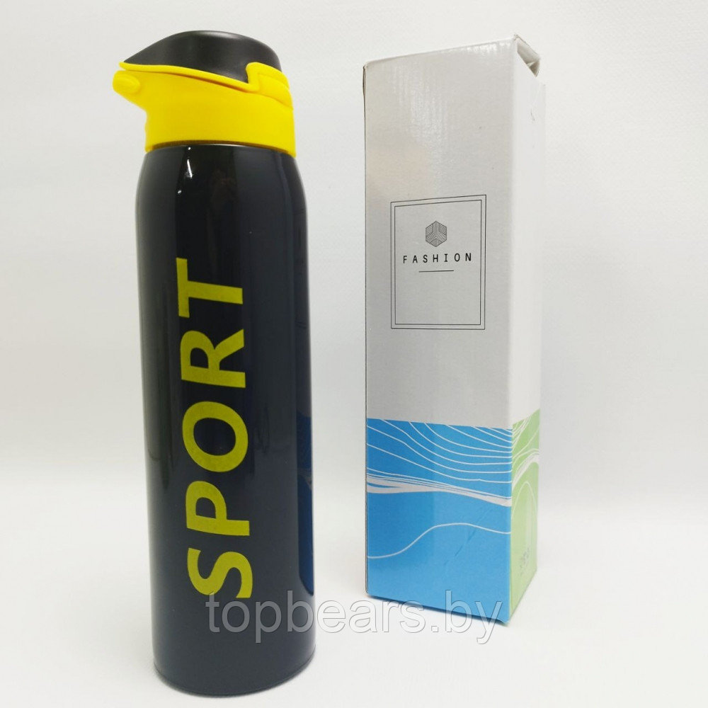 Спортивная бутылка - термос из нержавеющей стали с поилкой и трубочкой Sport 0.5 литра Черная - фото 9 - id-p221718967
