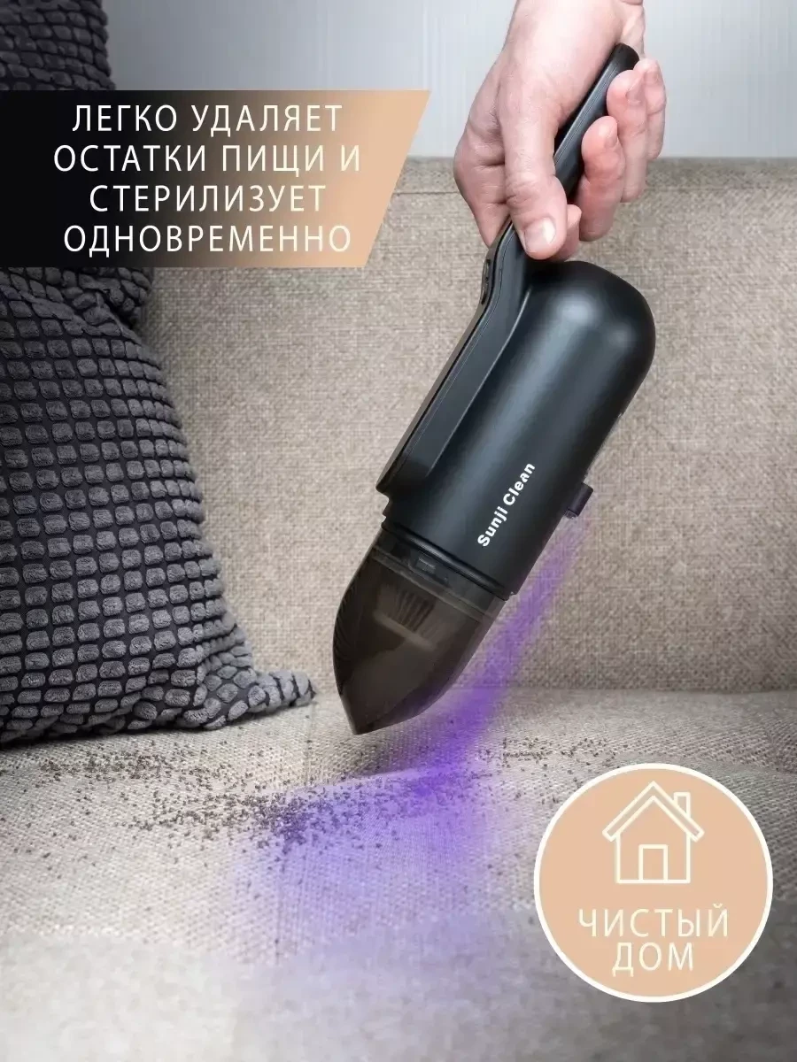 Пылесос автомобильный Sunji Clean беспроводной, мощный (Чёрный) - фото 4 - id-p221934180