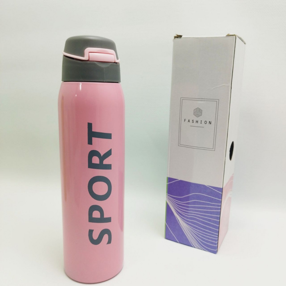 Спортивная бутылка - термос из нержавеющей стали с поилкой и трубочкой Sport 0.5 литра Розовая - фото 4 - id-p221719271