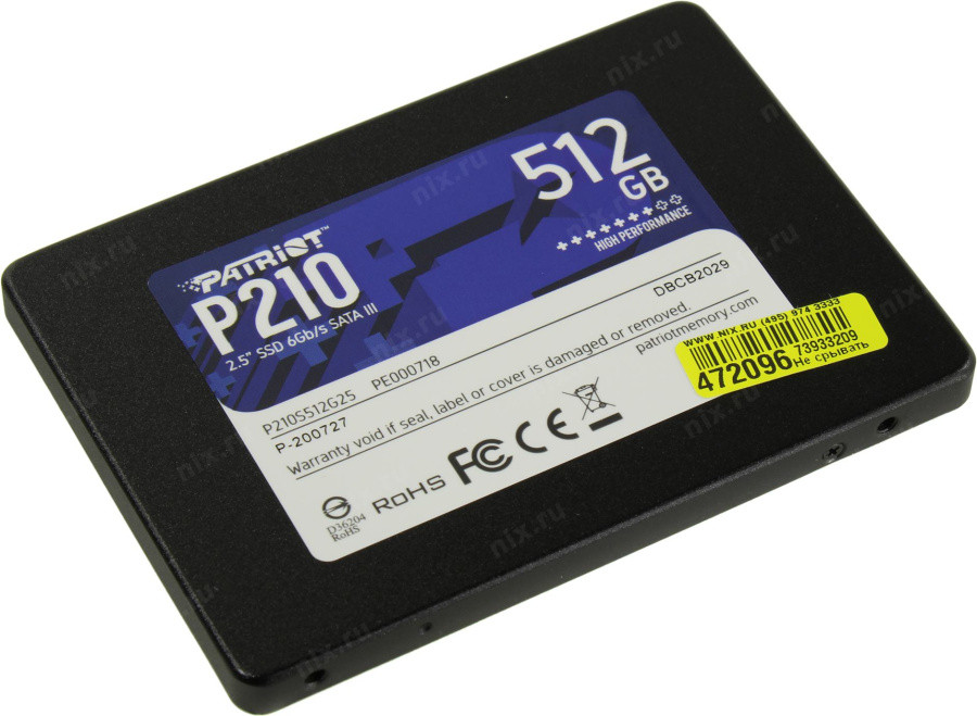 Накопитель SSD 512 Gb SATA 6Gb/s Patriot P210 P210S512G25 2.5" - фото 1 - id-p203910112