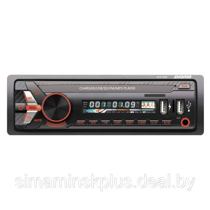 Автомагнитола Digma DCR-390R 1DIN, 4 x 45 Вт, USB, AUX - фото 1 - id-p221936397